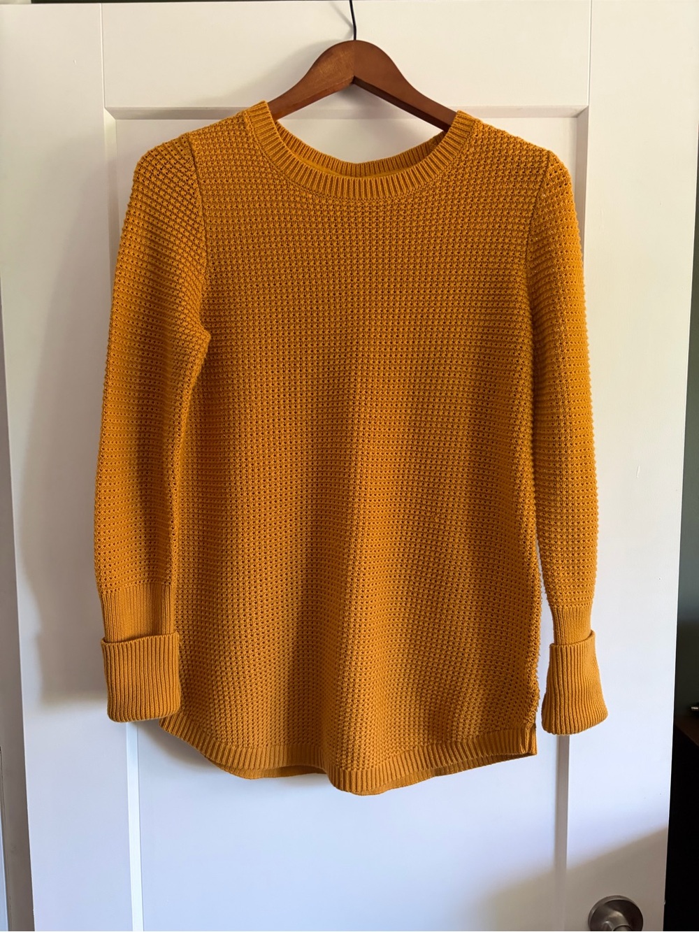 Max Studio Mustard Textured Crewneck Sweater